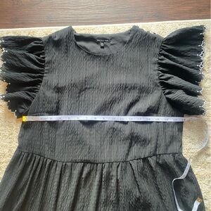 Who What Where Black Dress with ruffle sleeves Size M